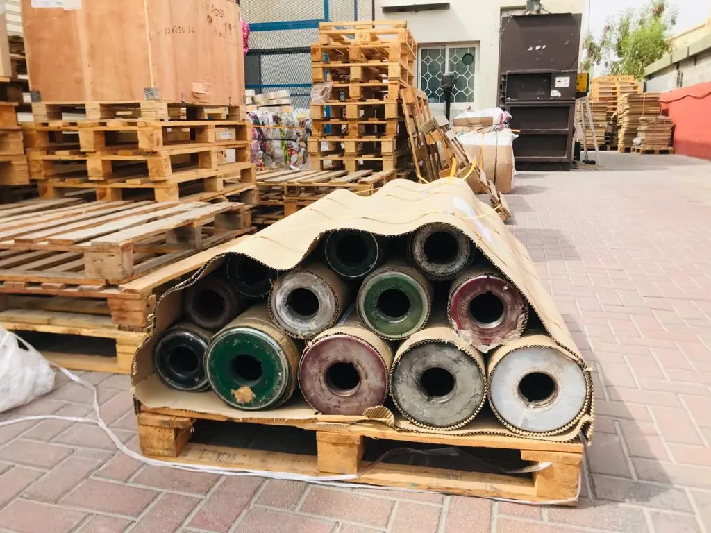Palletised rolls ready for consolidation