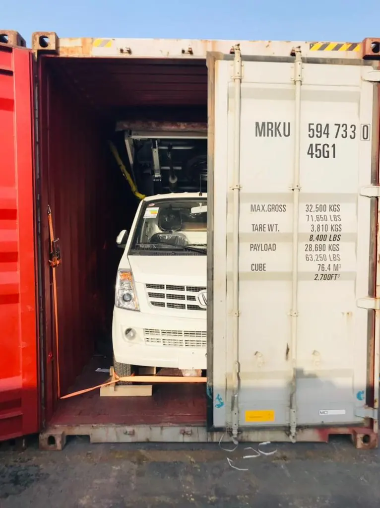 Van shipped in a 40ft container