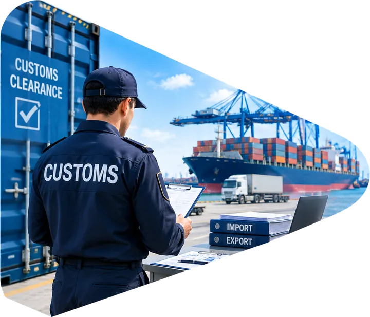 Customs officer checking import and export cargo at the port