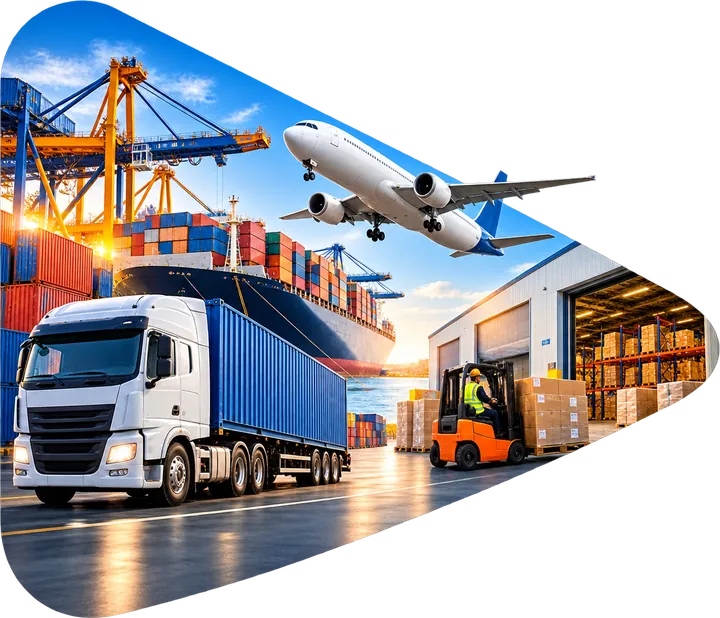 Truck, container ship, cargo plane and warehouse – logistics services in Dubai