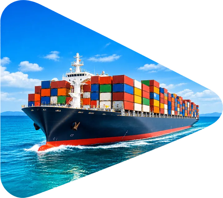 Container ship loaded with cargo at sea – ocean freight from Dubai