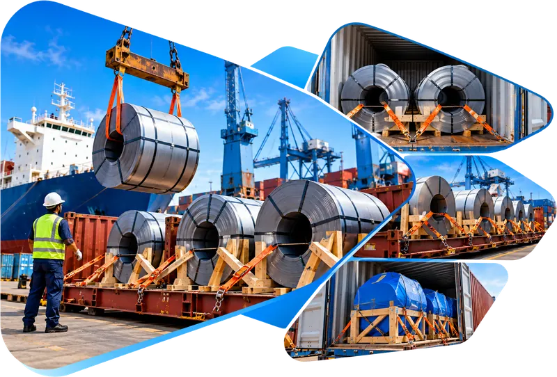 Industrial cargo – Steel coils blocked, braced and lashed – Belsped Shipping